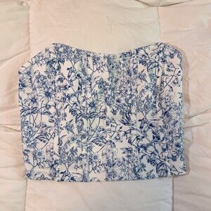 Floral Blue and White Women's Top